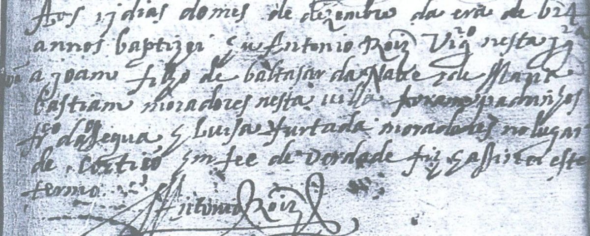 Registro de Batismo de João de Almeida Naves, Algodres, Portugal, 1624